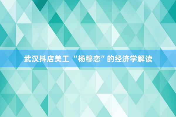 武汉抖店美工 “杨穆恋”的经济学解读